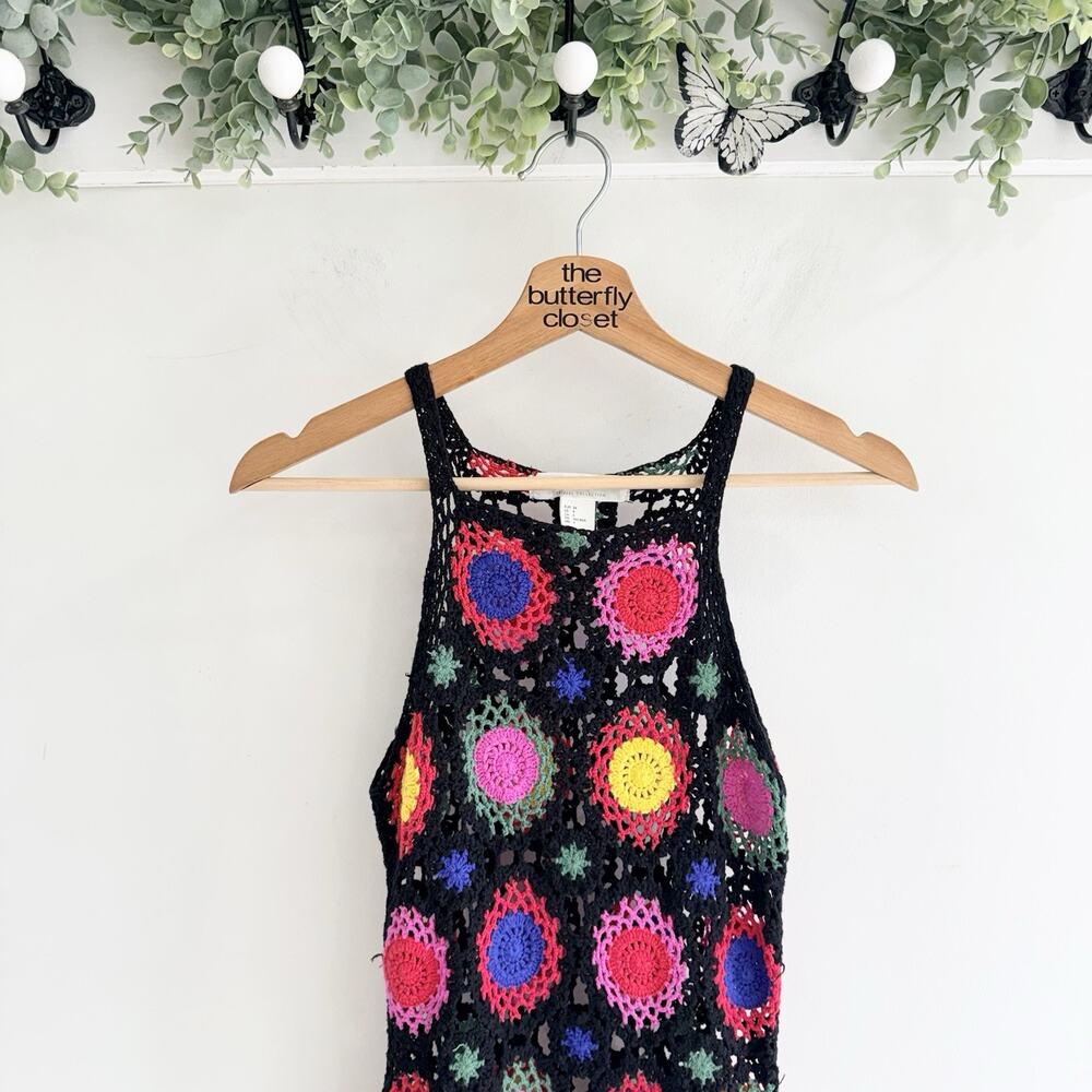 H&M Coachella Collection Multicolored Crochet Dress Size 4 Women's 86983 - Picture 3 of 5